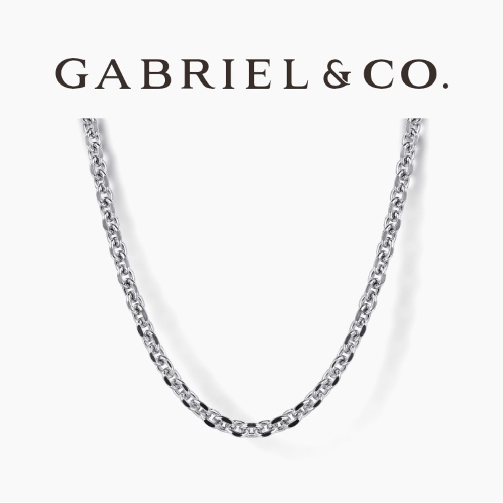 Gabriel & Co 925 Sterling Silver Chain 22" Solid Sliver Link Chain‎ Men's